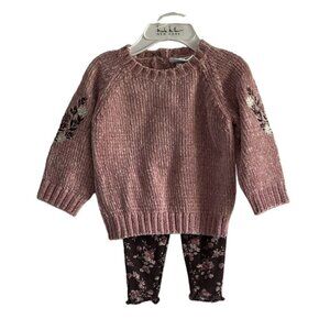 Nicole Miller New York Baby 2-Piece Set 0/3M Sweater & Leggings Cottagecore NWT